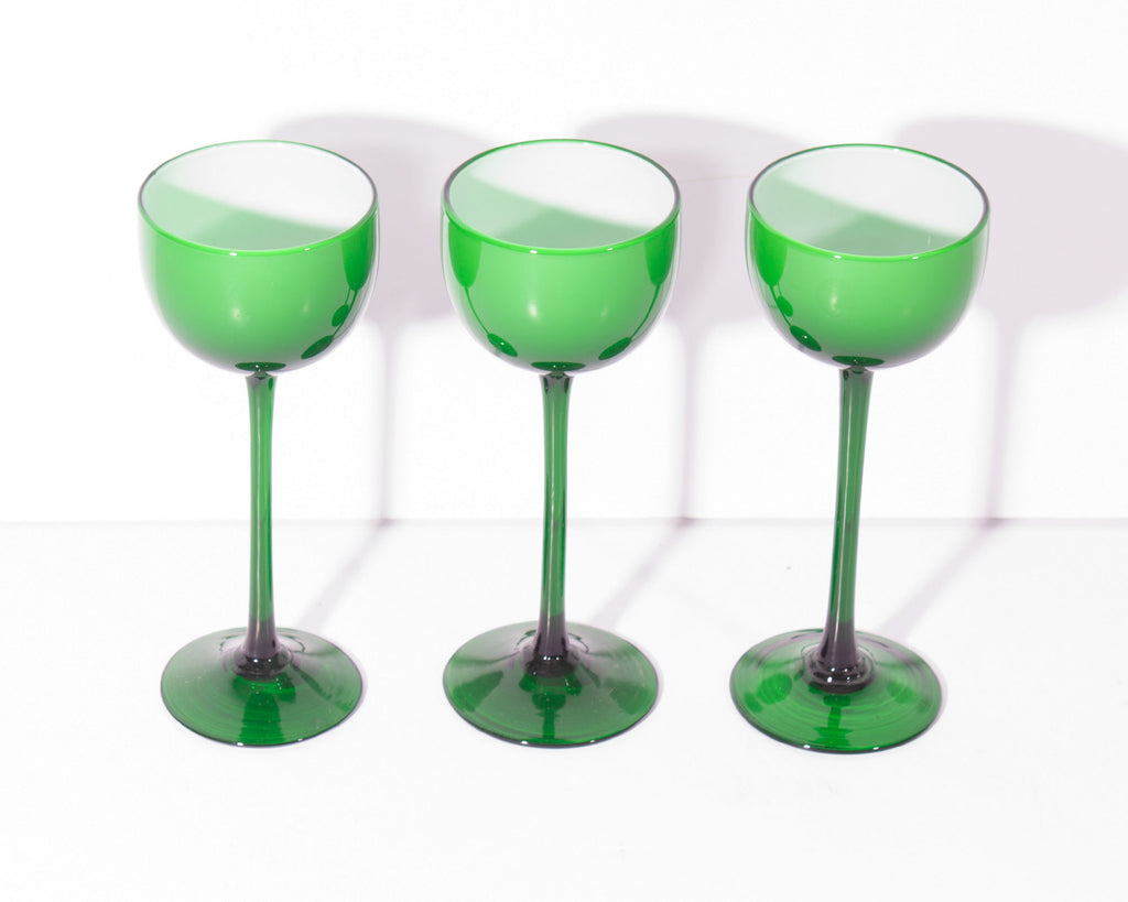 Carlo Moretti Cased Green 6.5” Glasses, Set of Three