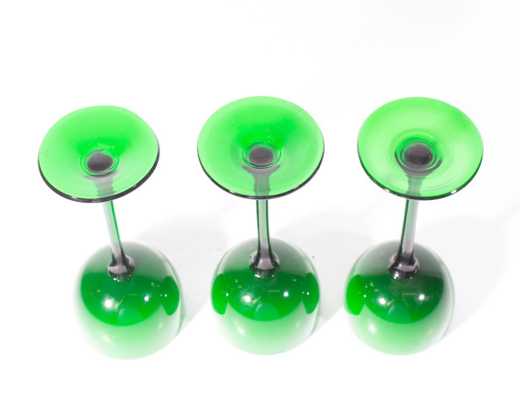 Carlo Moretti Cased Green 6.5” Glasses, Set of Three