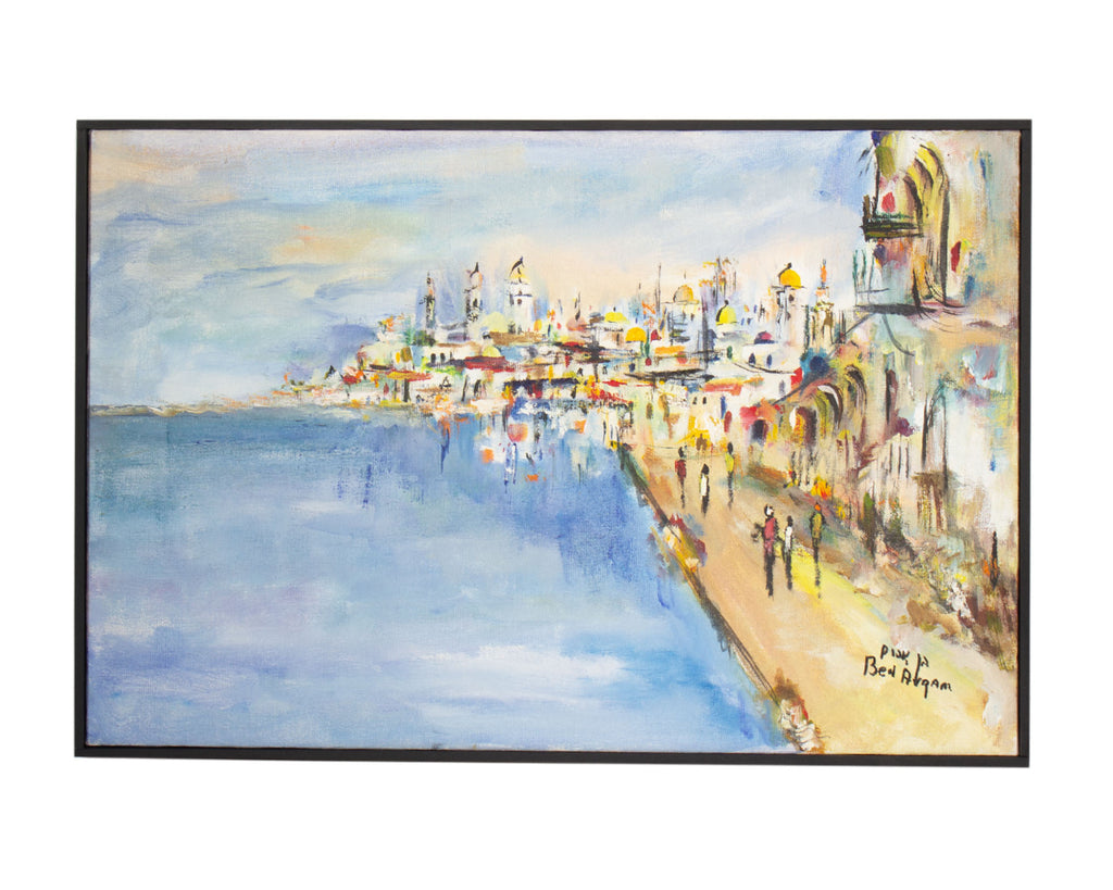 Ben Avram Oil on Canvas Painting of a Mediterranean City