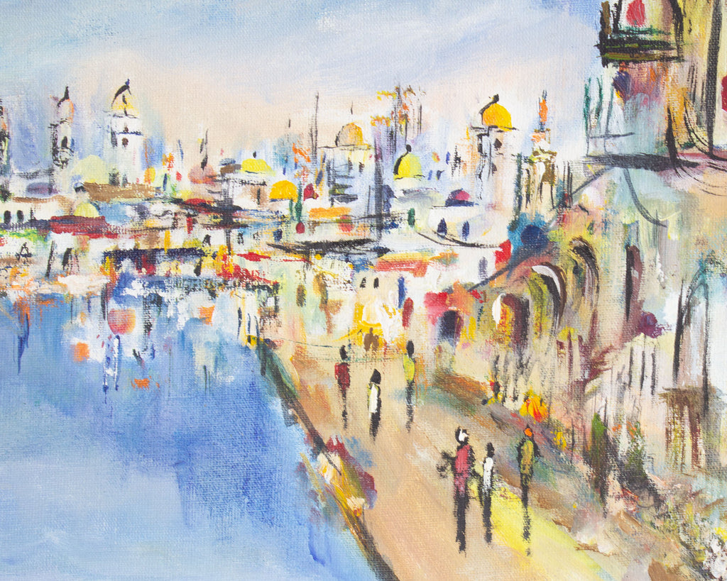 Ben Avram Oil on Canvas Painting of a Mediterranean City