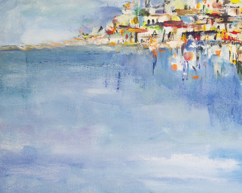 Ben Avram Oil on Canvas Painting of a Mediterranean City