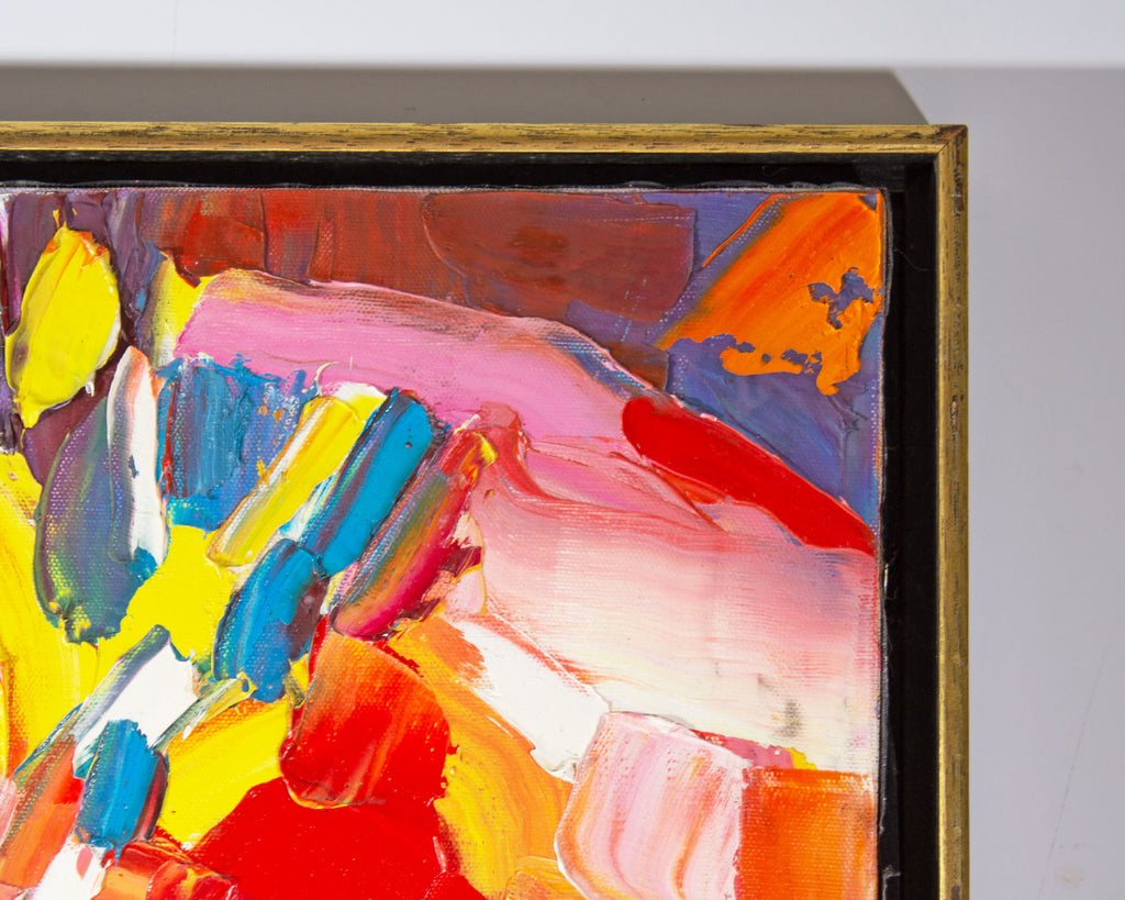 Sidney Smiley 1984 Abstract Oil on Canvas Painting of Flowers