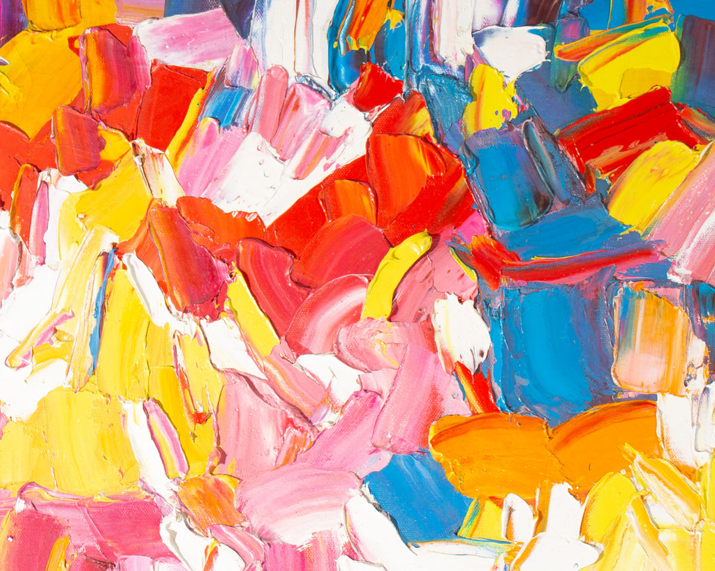 Sidney Smiley 1984 Abstract Oil on Canvas Painting of Flowers