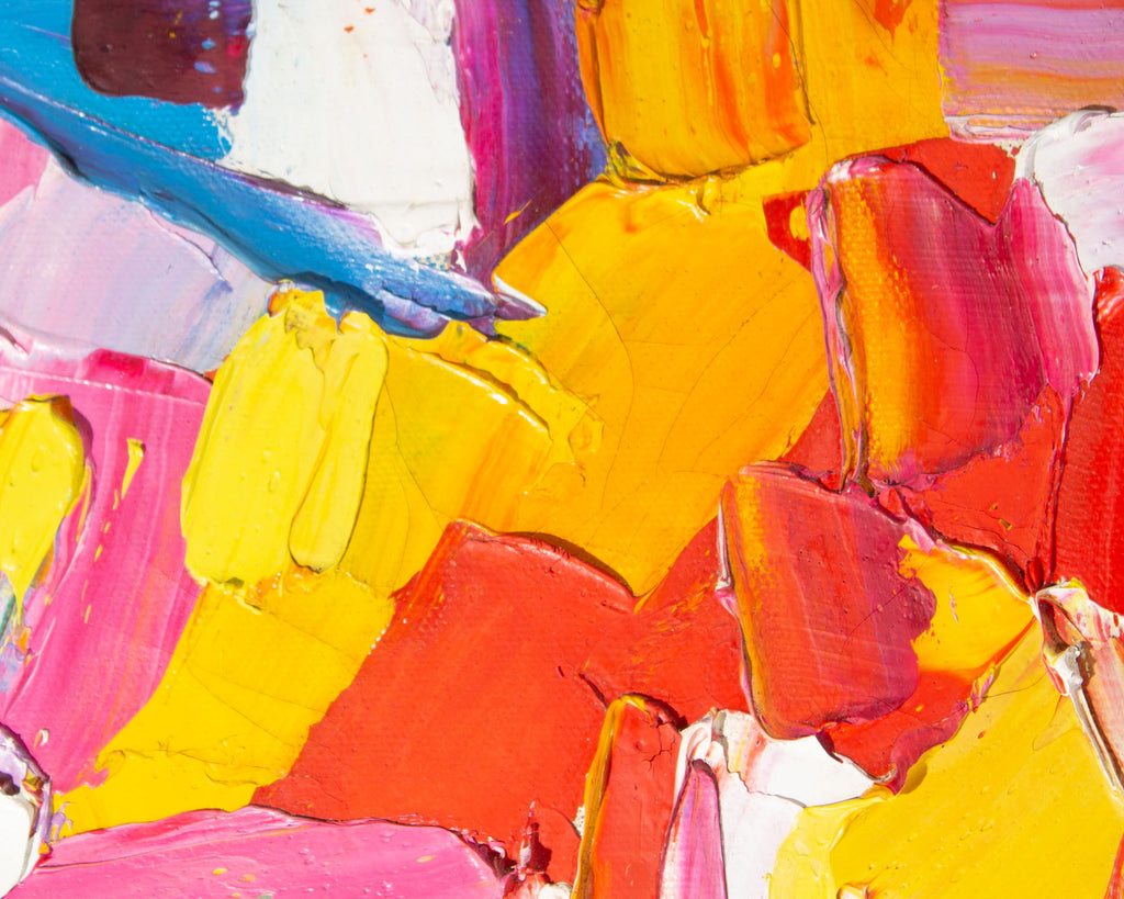 Sidney Smiley 1984 Abstract Oil on Canvas Painting of Flowers