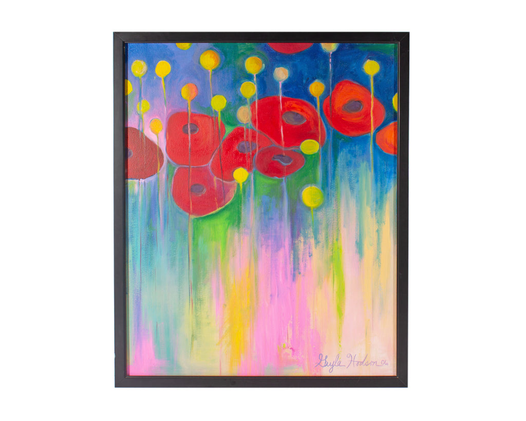 Gayla Hodson Abstract Oil on Canvas Painting of Flowers