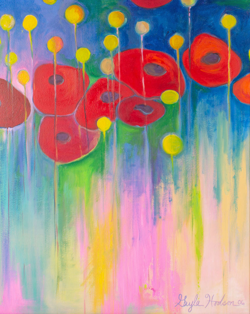 Gayla Hodson Abstract Oil on Canvas Painting of Flowers