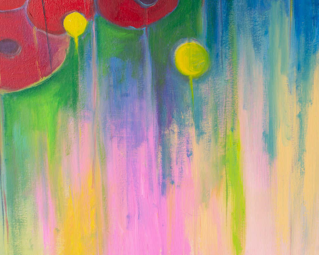 Gayla Hodson Abstract Oil on Canvas Painting of Flowers