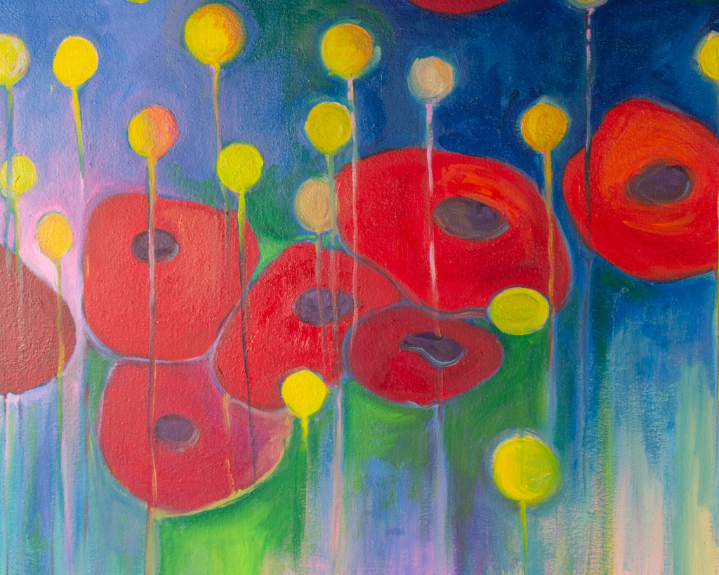 Gayla Hodson Abstract Oil on Canvas Painting of Flowers