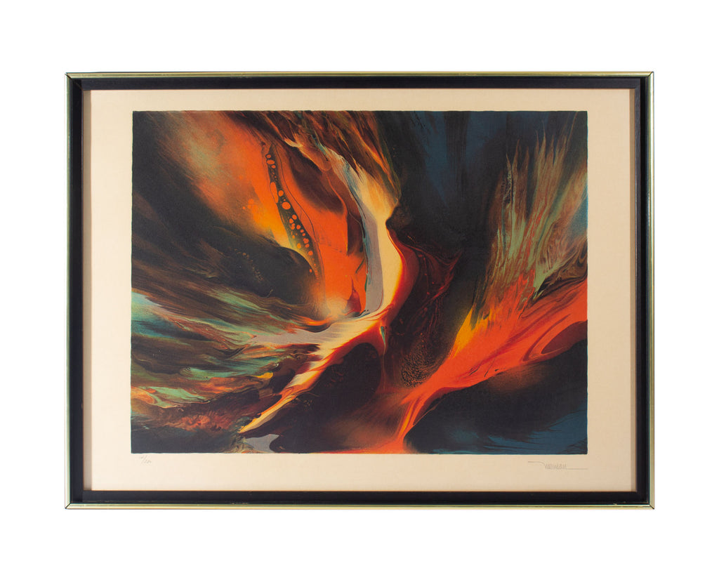 Leonardo Nierman 1974 “Cosmic Wind” Abstract Lithograph