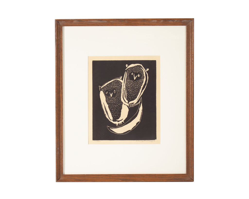 Harry Disberg 1967 “Uilen” Abstract Linocut Print