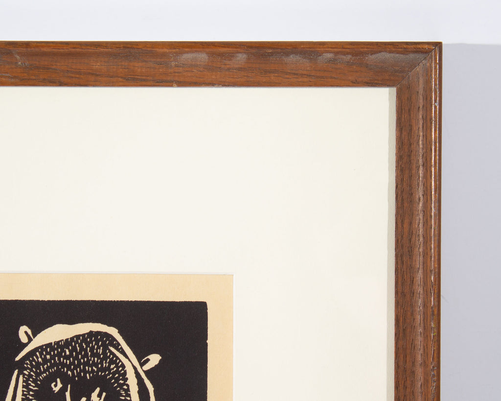 Harry Disberg 1967 “Uilen” Abstract Linocut Print