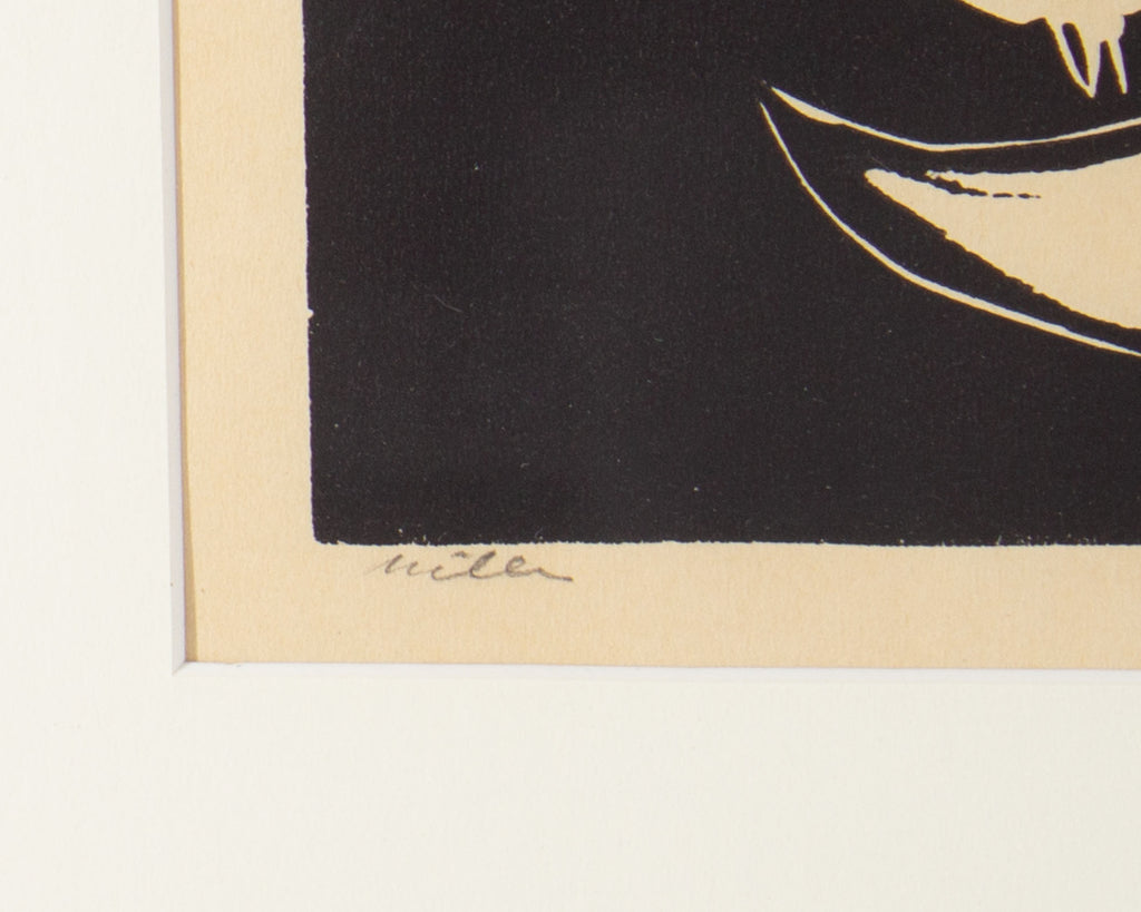 Harry Disberg 1967 “Uilen” Abstract Linocut Print