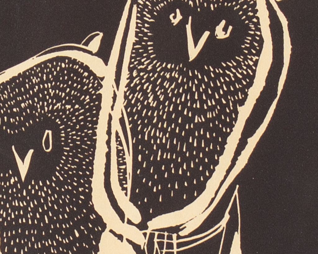 Harry Disberg 1967 “Uilen” Abstract Linocut Print