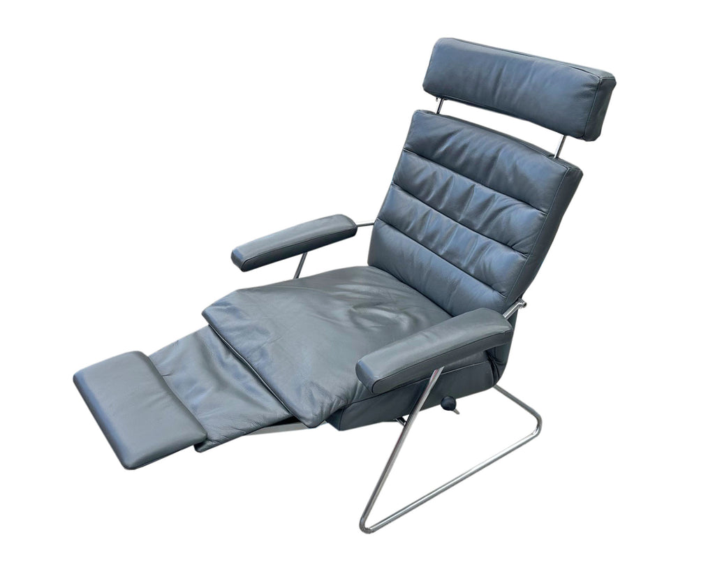 Lafer Adele Gray Leather Recliner Lounge Chair