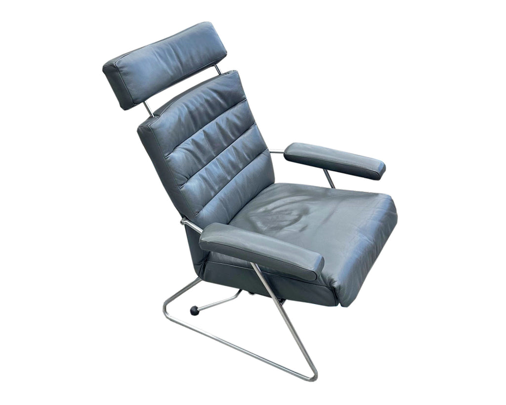 Lafer Adele Gray Leather Recliner Lounge Chair