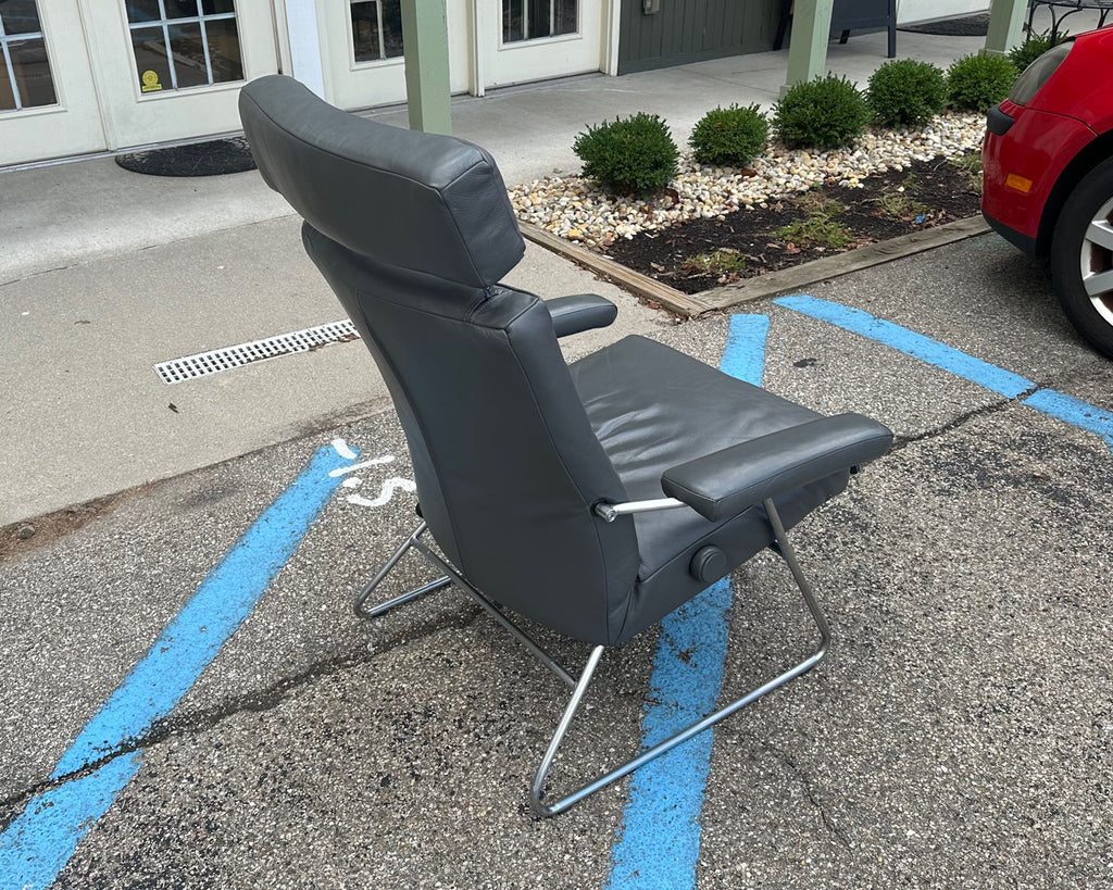 Lafer Adele Gray Leather Recliner Lounge Chair