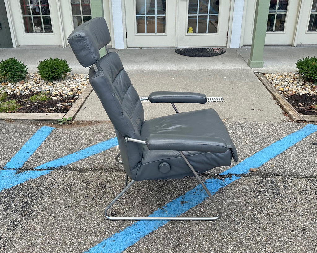Lafer Adele Gray Leather Recliner Lounge Chair