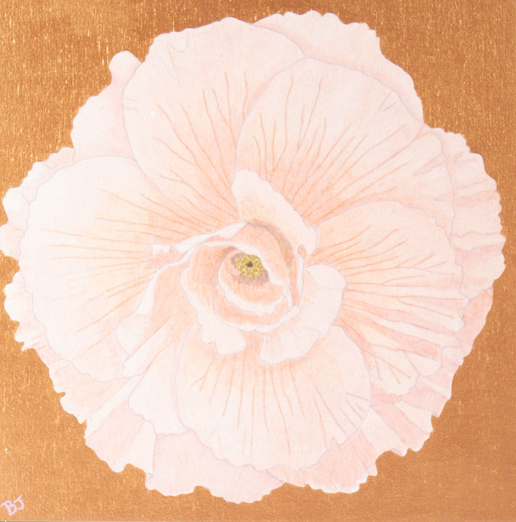 Barbara Johnson 1995 “Begonia” Acrylic on Wood Panel Painting