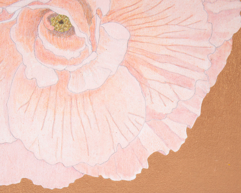 Barbara Johnson 1995 “Begonia” Acrylic on Wood Panel Painting