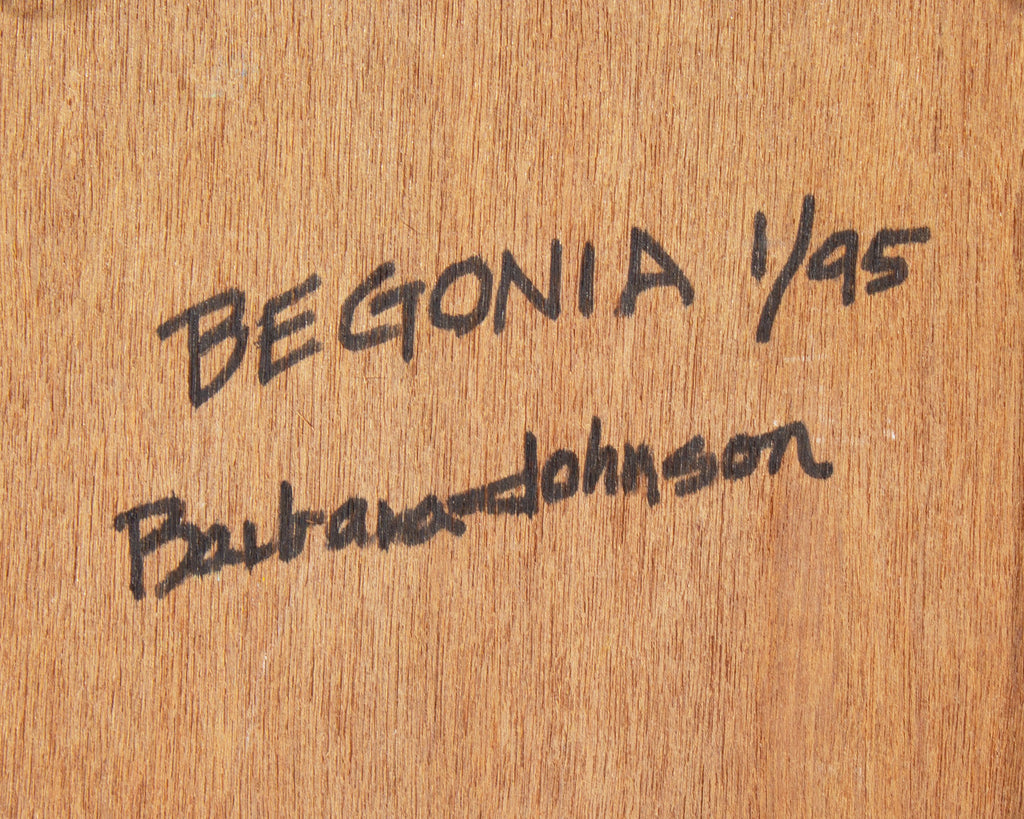 Barbara Johnson 1995 “Begonia” Acrylic on Wood Panel Painting
