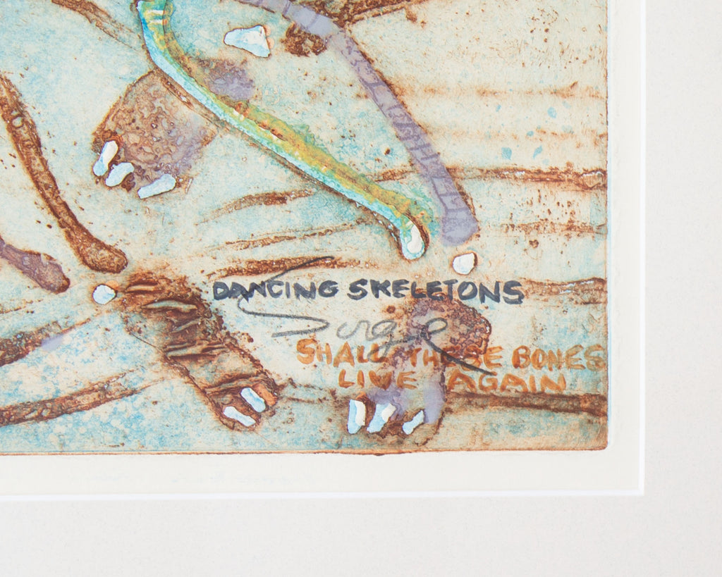 Walter Sorge “Dancing Skeletons” Etching with Hand-Coloring