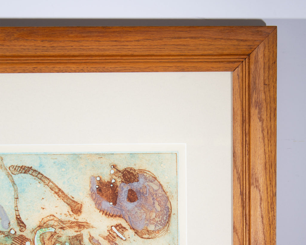 Walter Sorge “Dancing Skeletons” Etching with Hand-Coloring