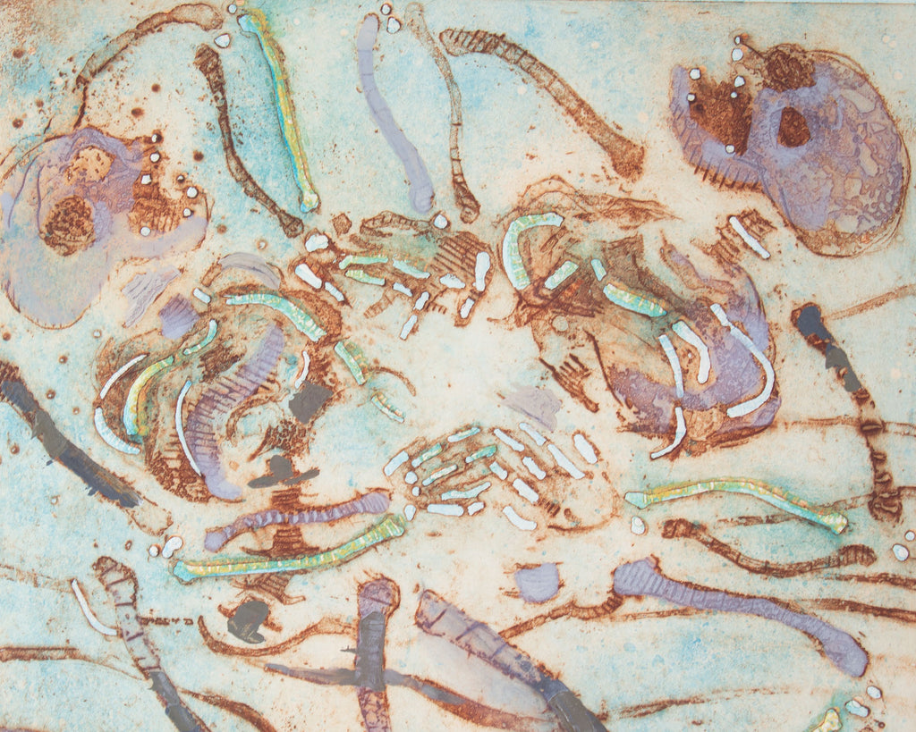 Walter Sorge “Dancing Skeletons” Etching with Hand-Coloring