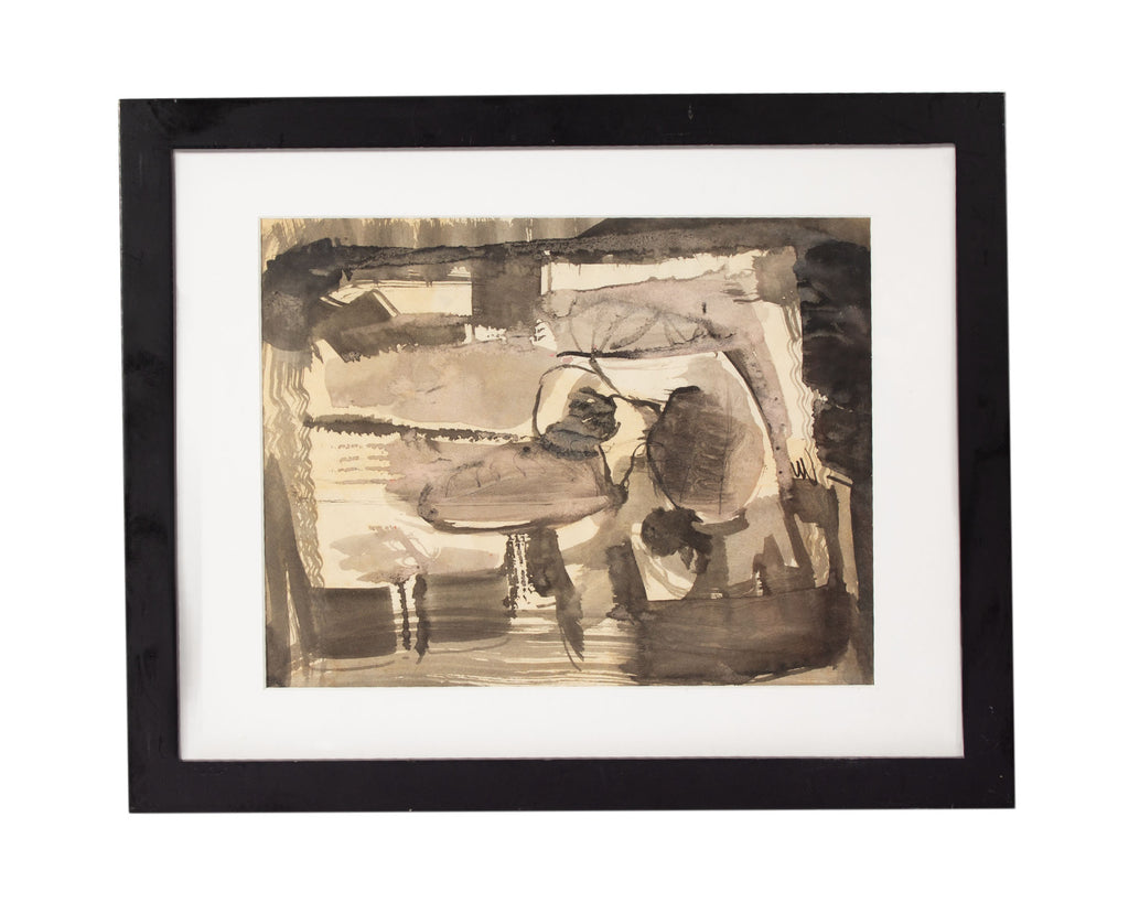 Barbara Rogers Houseworth Abstract Ink and Watercolor Painting