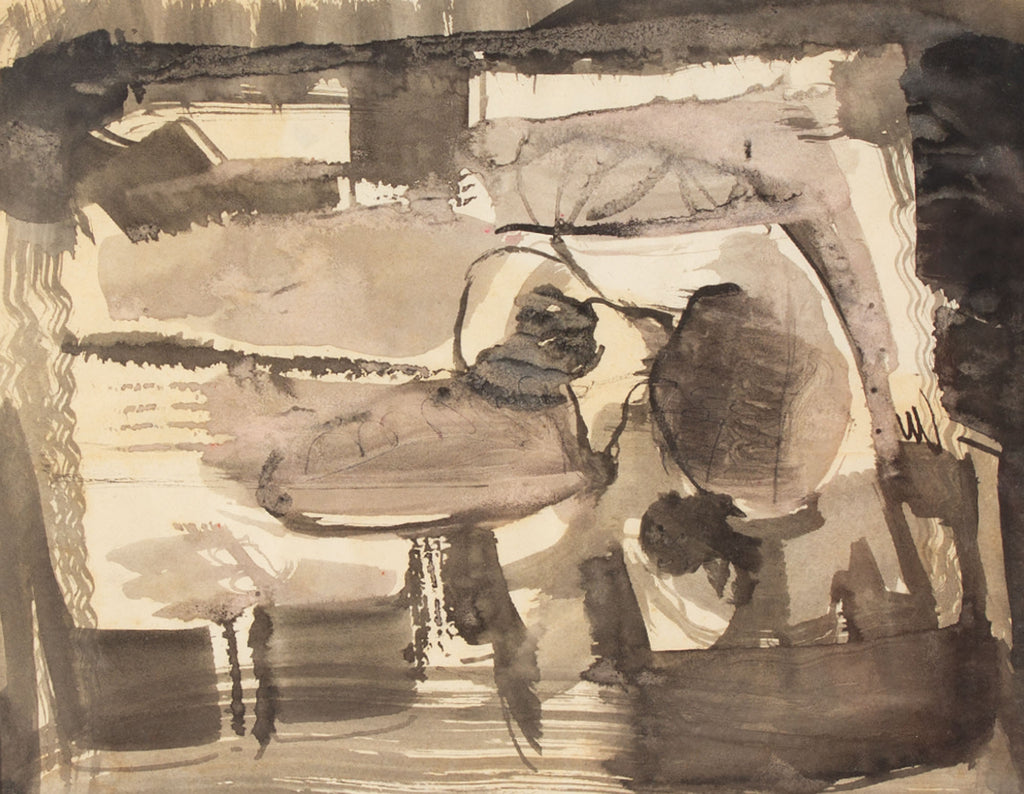 Barbara Rogers Houseworth Abstract Ink and Watercolor Painting
