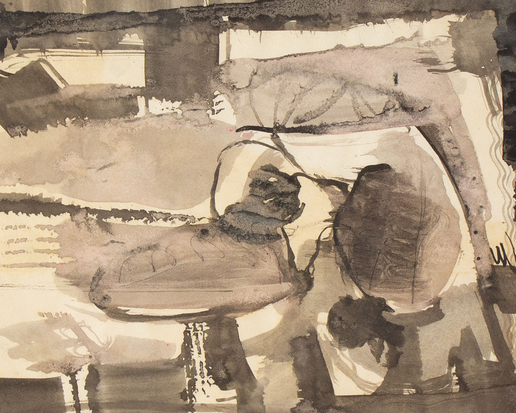 Barbara Rogers Houseworth Abstract Ink and Watercolor Painting