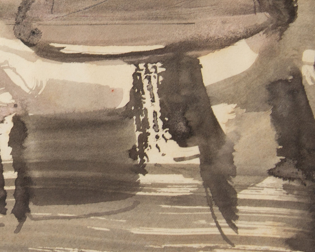 Barbara Rogers Houseworth Abstract Ink and Watercolor Painting