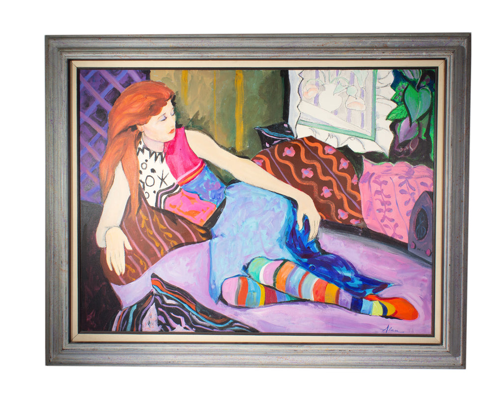 Alan Lane Gass “Striped Stockings” Acrylic on Canvas Painting
