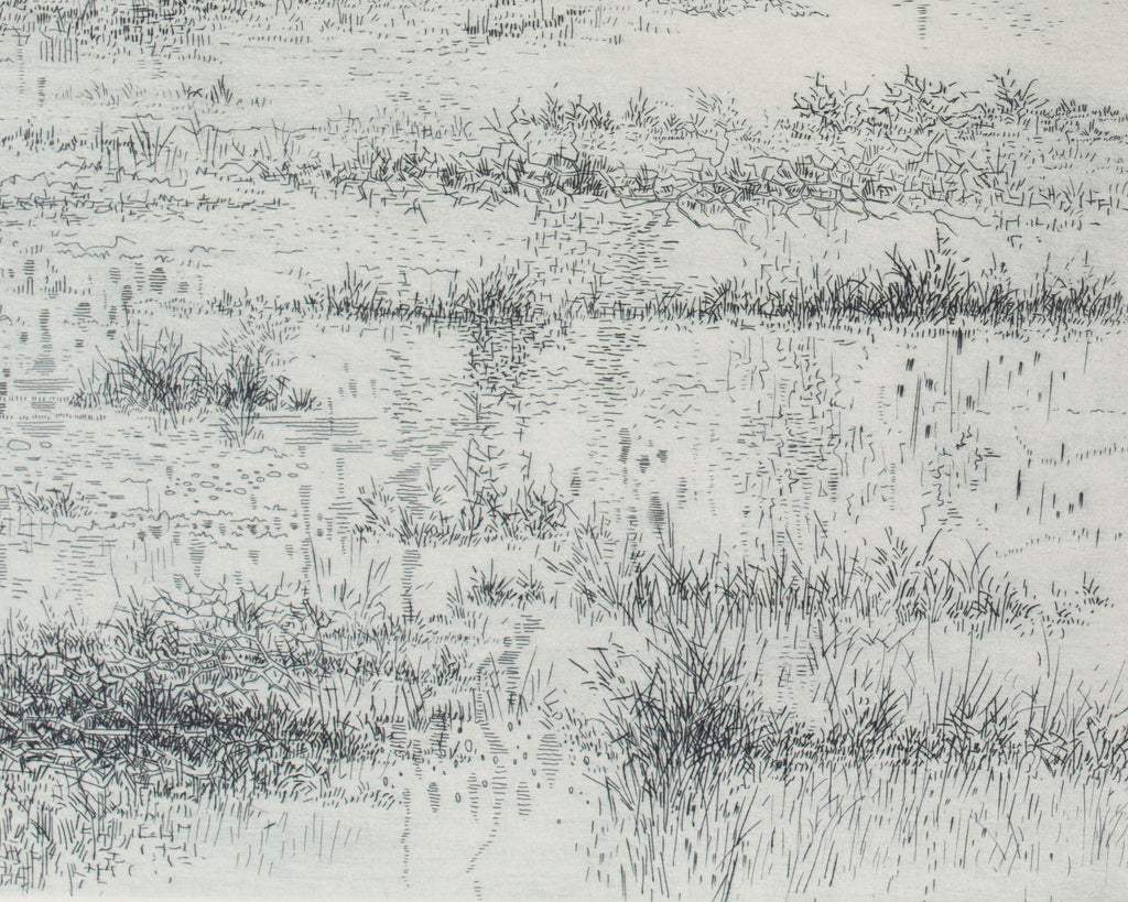 Gabor Peterdi 1967 “Marshes in Winter” Abstract Etching