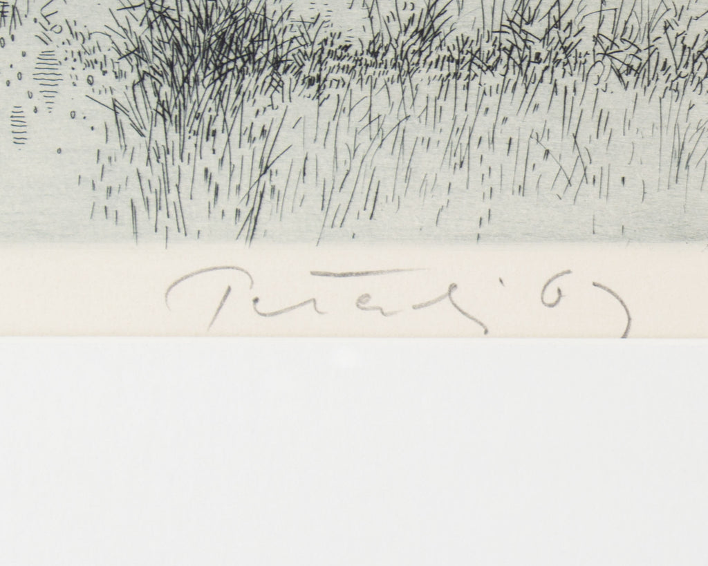 Gabor Peterdi 1967 “Marshes in Winter” Abstract Etching