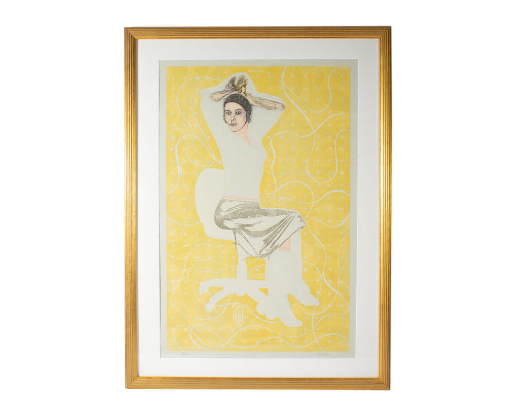 Ed Funk Monoprint of a Seated Woman