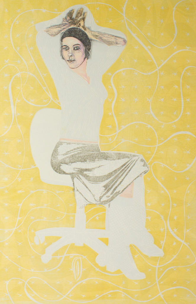 Ed Funk Monoprint of a Seated Woman