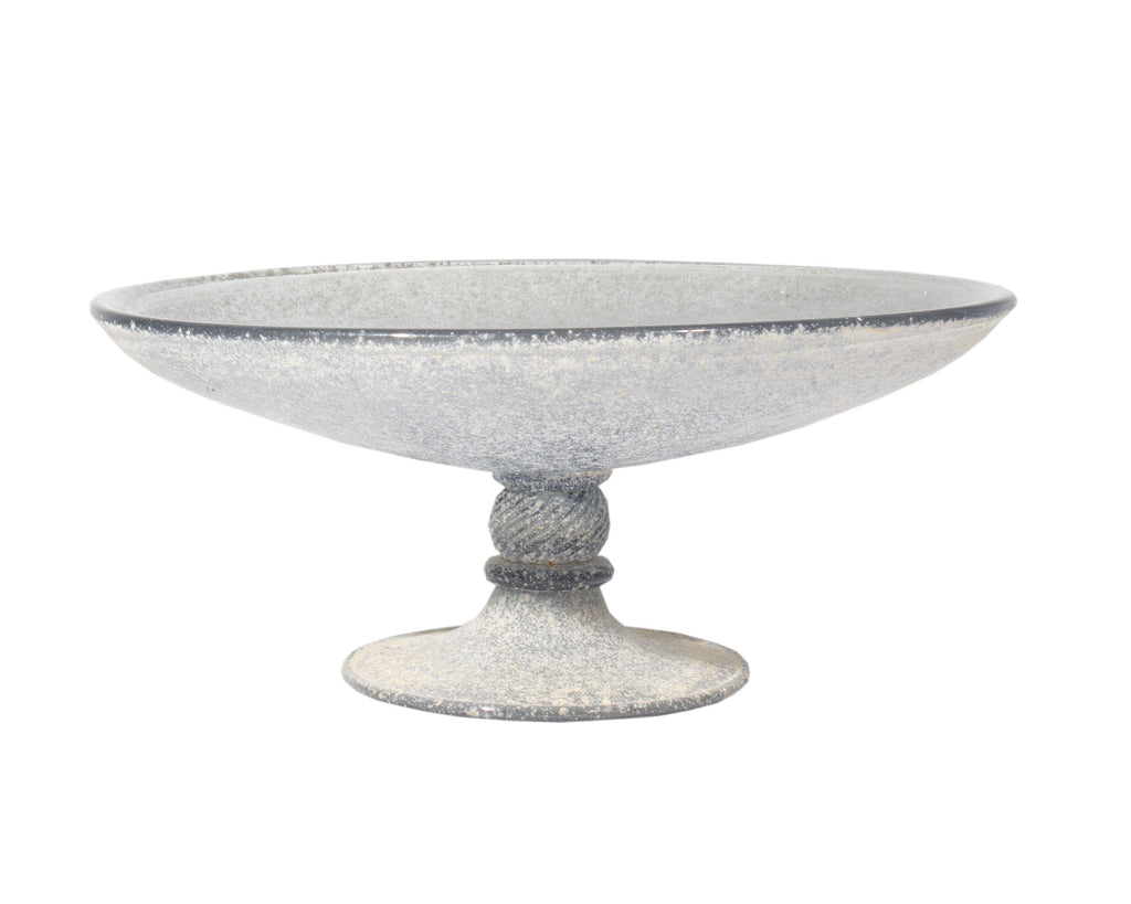 Gray Scavo Art Glass Compote