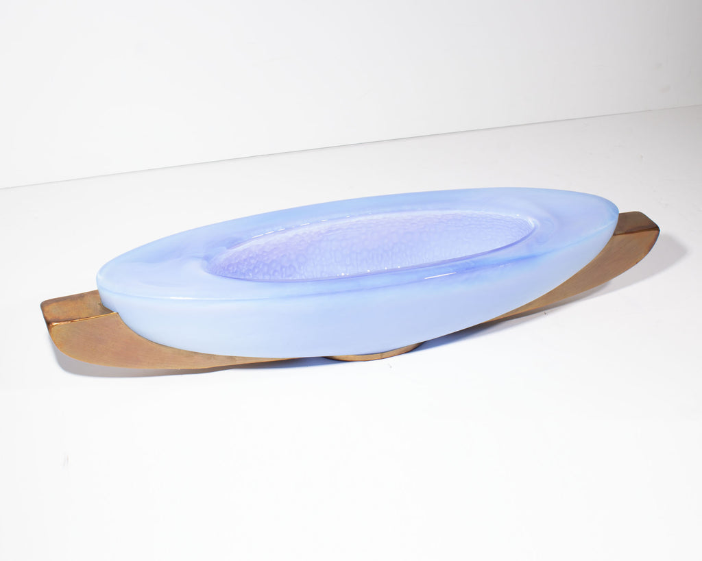 George Bucquet 2011 Art Glass and Copper Canoe Bowl