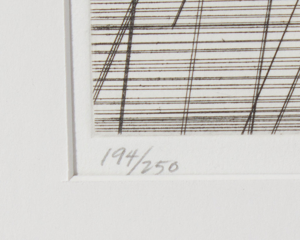 Art Hansen 1982 “Fisherman in a Rainstorm” Abstract Etching