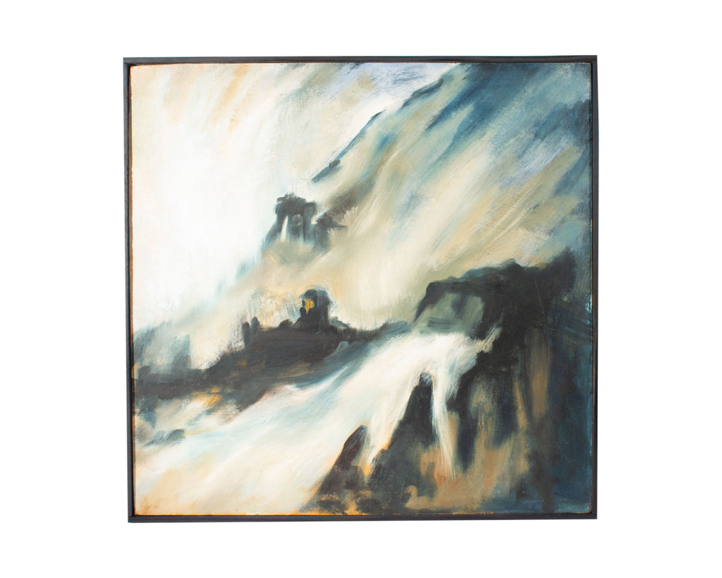 James L. Bruch 1960s Oil on Board Abstract Painting