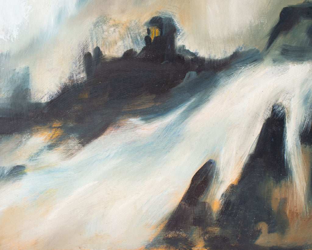 James L. Bruch 1960s Oil on Board Abstract Painting