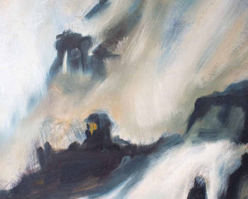 James L. Bruch 1960s Oil on Board Abstract Painting