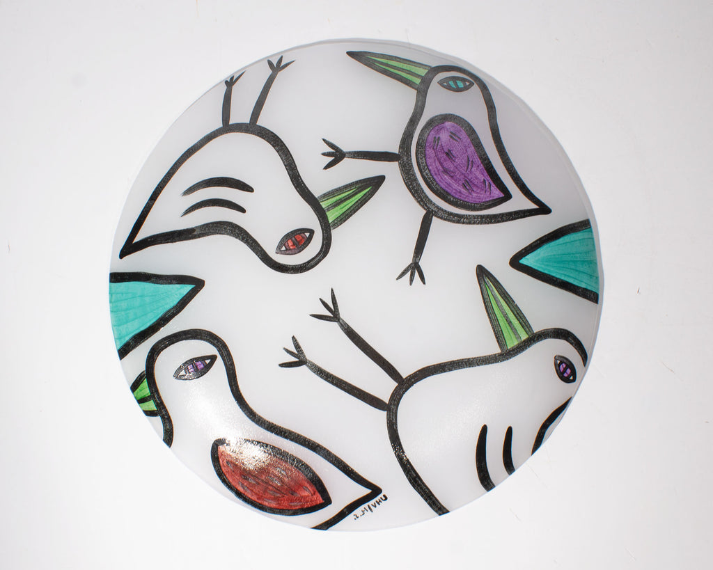 Ulrica Hydman Vallien Kosta Boda 15” Glass Bird Plate – Sheafer +
