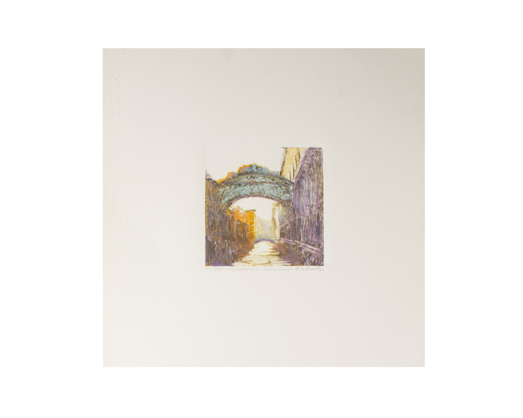 David Allen Dunlop "Sighs, Venice" Monoprint with Watercolor