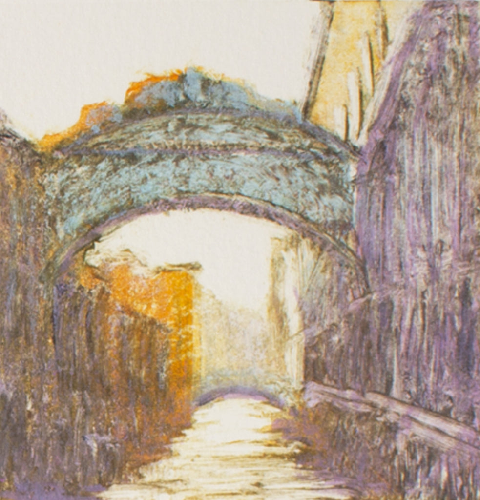 David Allen Dunlop "Sighs, Venice" Monoprint with Watercolor