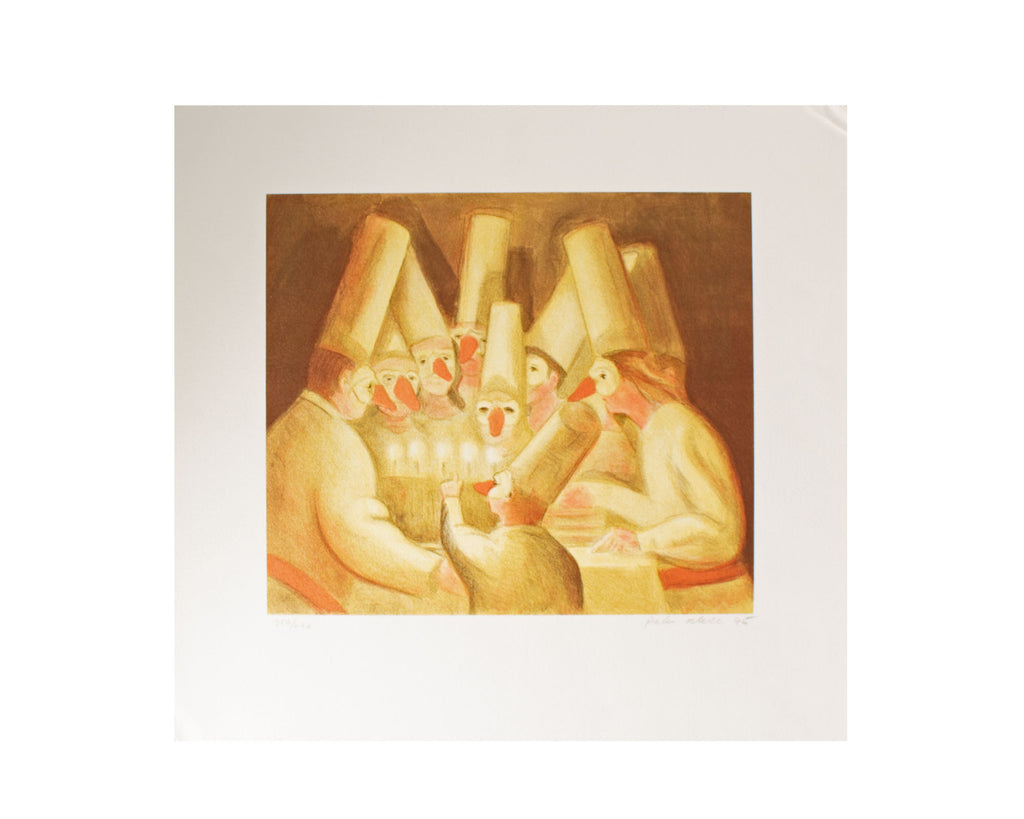 Patrick Webb 1995 Lithograph of Punchinello Bakers