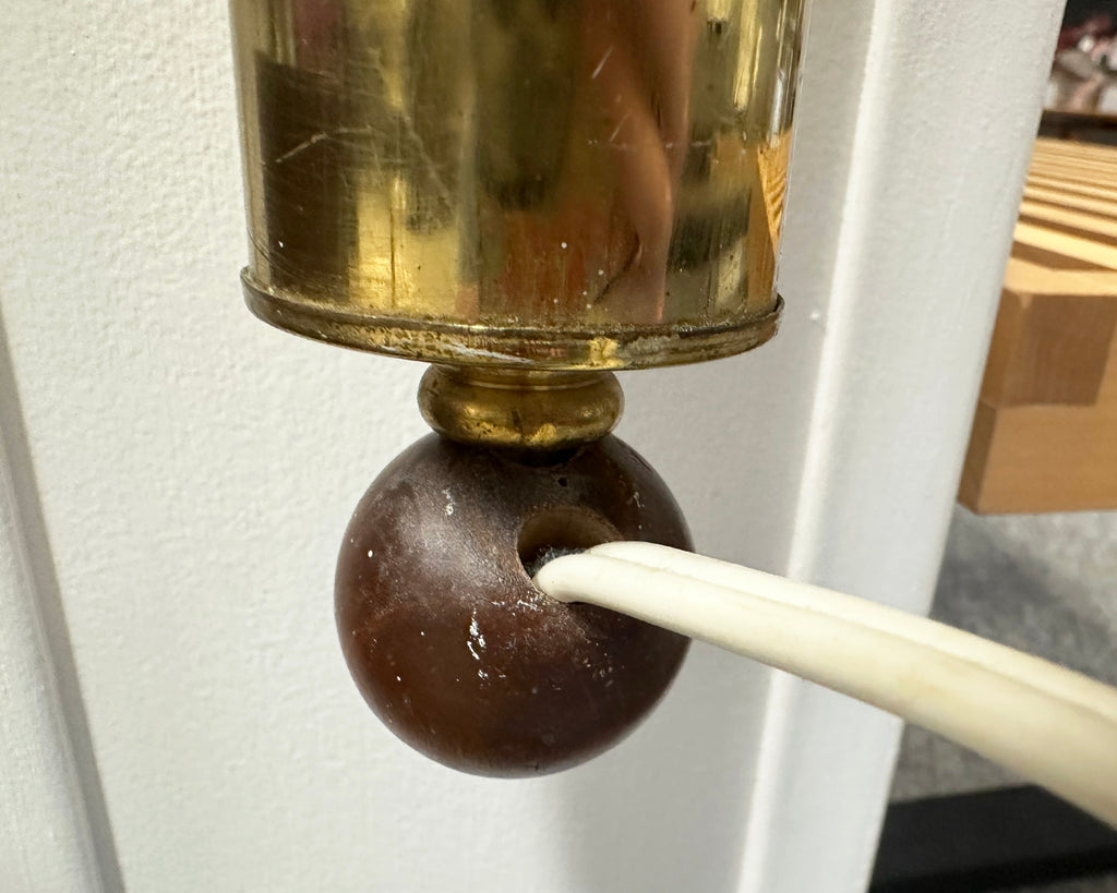 Mid-Century Counter-Balanced Wall Mount Pendant Lamp with Glass Shade