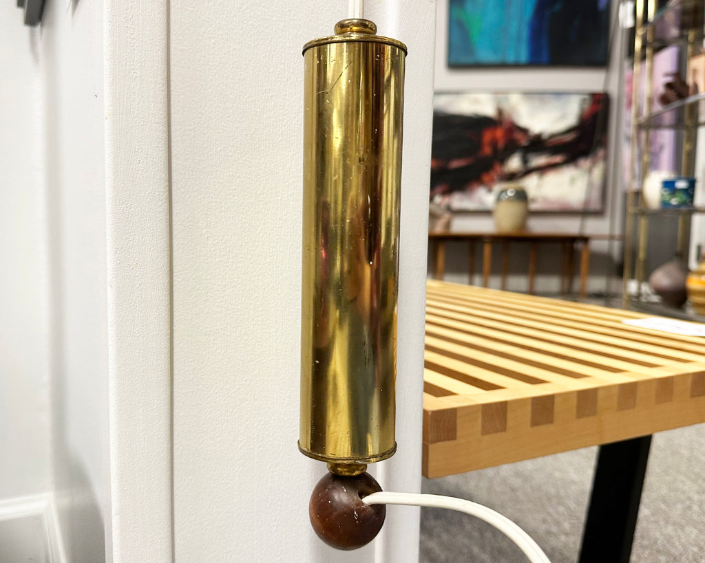 Mid-Century Counter-Balanced Wall Mount Pendant Lamp with Glass Shade