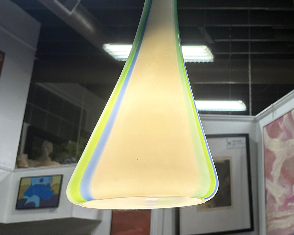 Mid-Century Counter-Balanced Wall Mount Pendant Lamp with Glass Shade
