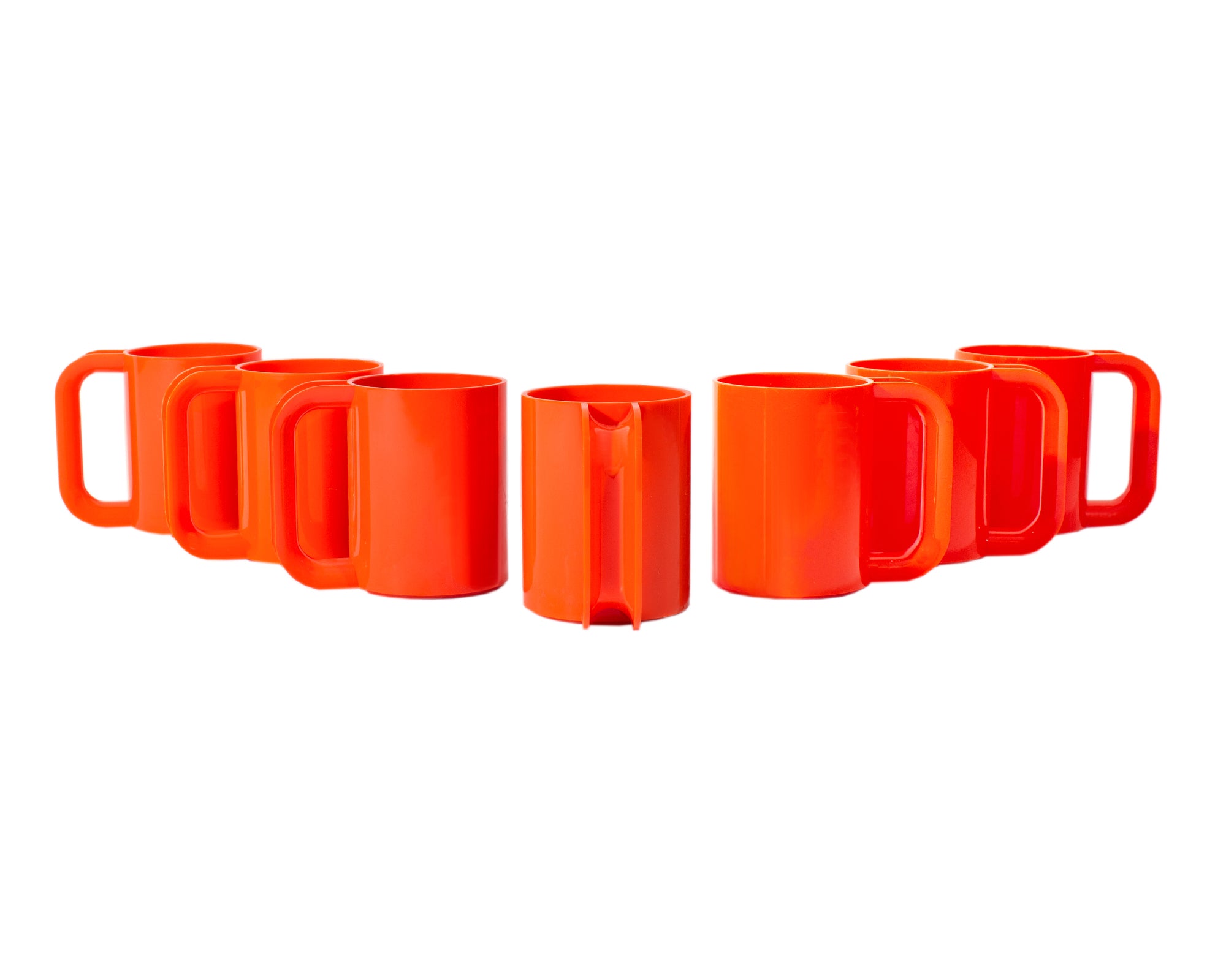 Massimo Vignelli Heller Orange Melamine Stackable Mugs, Set of 7